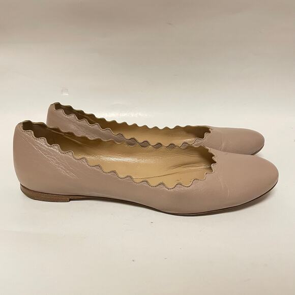 Chloe Scallop Edge Ballet Flat Nude Beige Size EU 38/US 8 - Picture 1 of 9